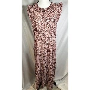 Simply Vera Wang Maxi Dress L Cottage Core Red Sleeveless Smocked Semi Sheer